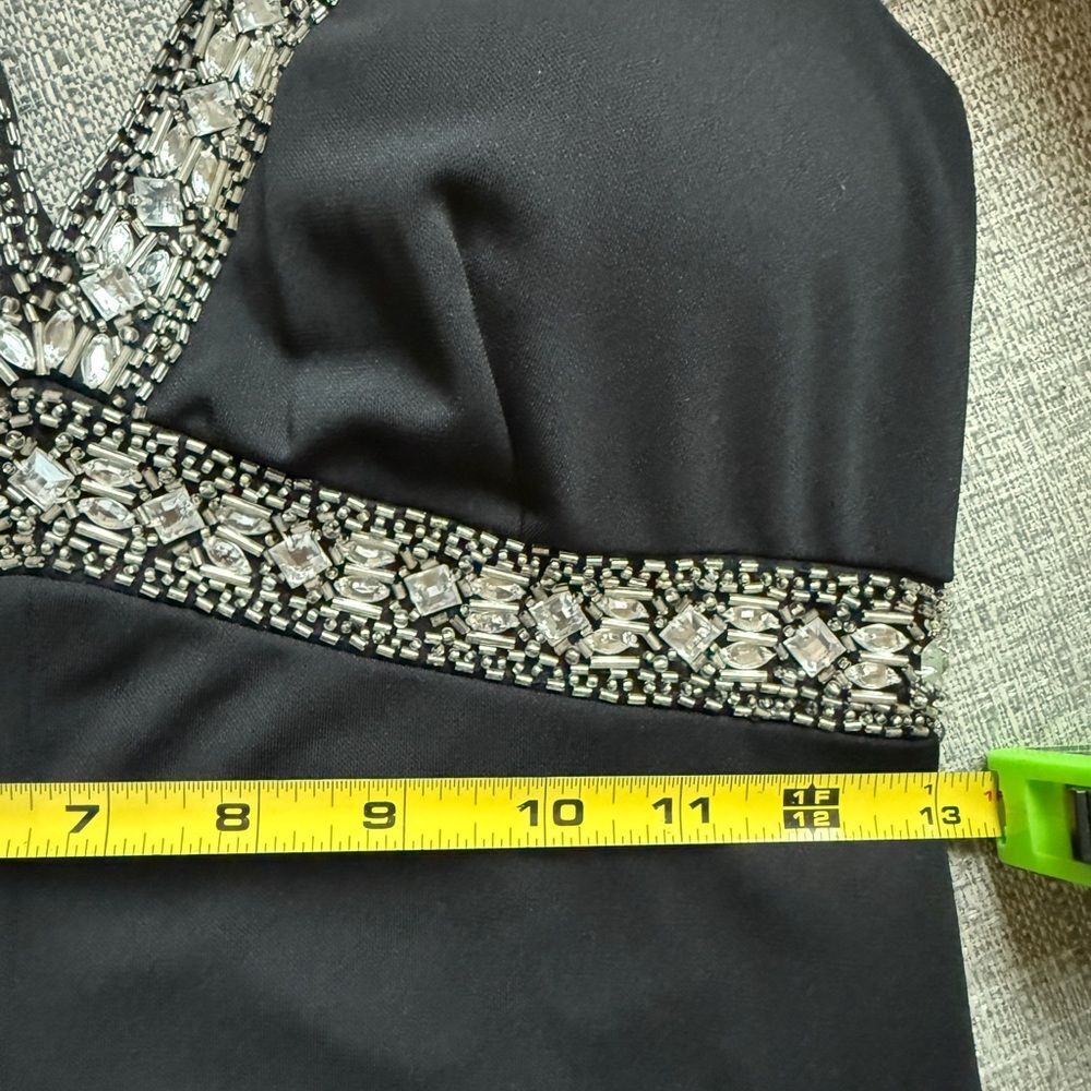 Delaru Size 5/6 Elegant Black Halter Dress with Beading Wedding Prom Occasions. - Picture 9 of 12